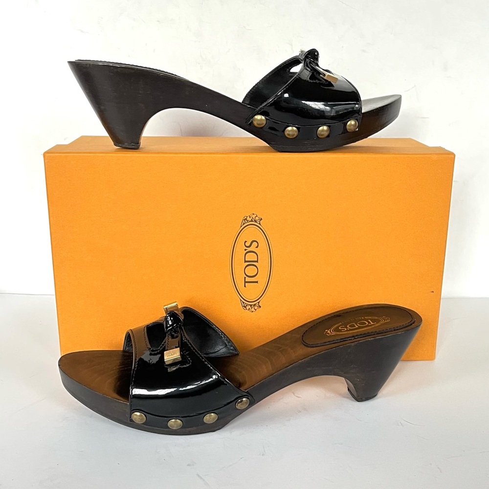 Tod’s black patent leather platform slide sandals 38 - Picture 3 of 12